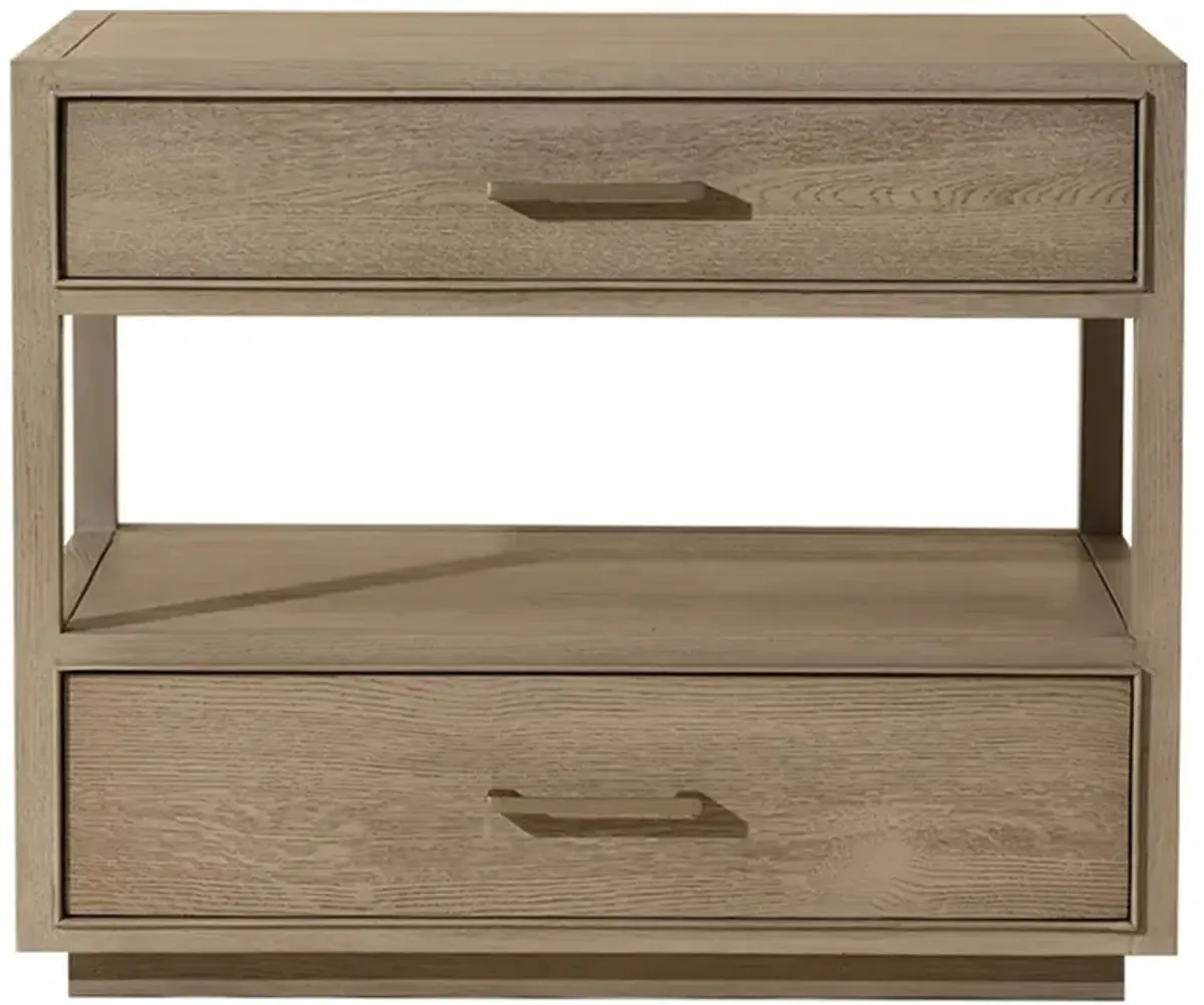 Benedick Modern Classic Sand Beige Oak Wide Nightstand