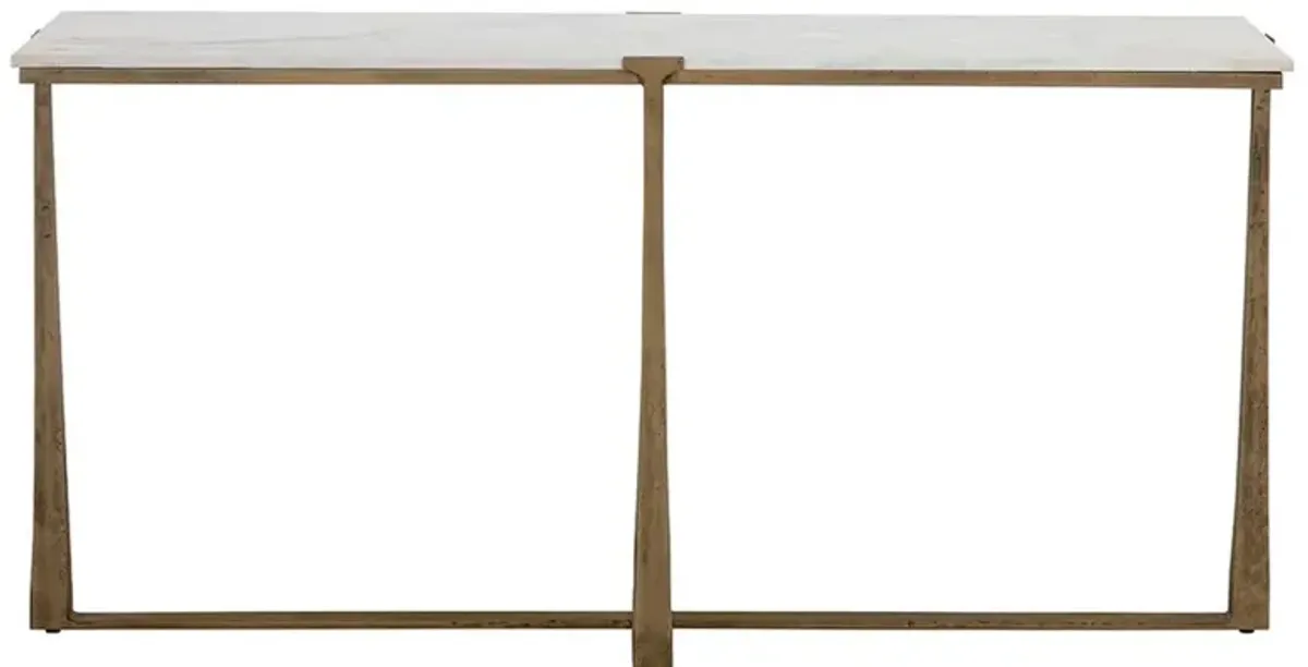 Mikayla Modern Classic White Marble Rectangular Console Table
