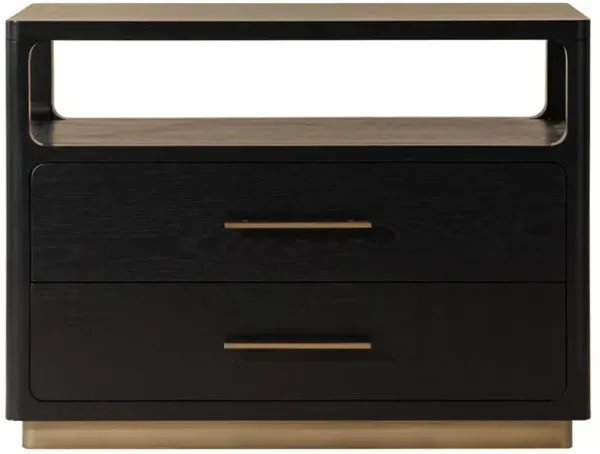 Minnie Modern Classic Black Oak Wide Nightstand