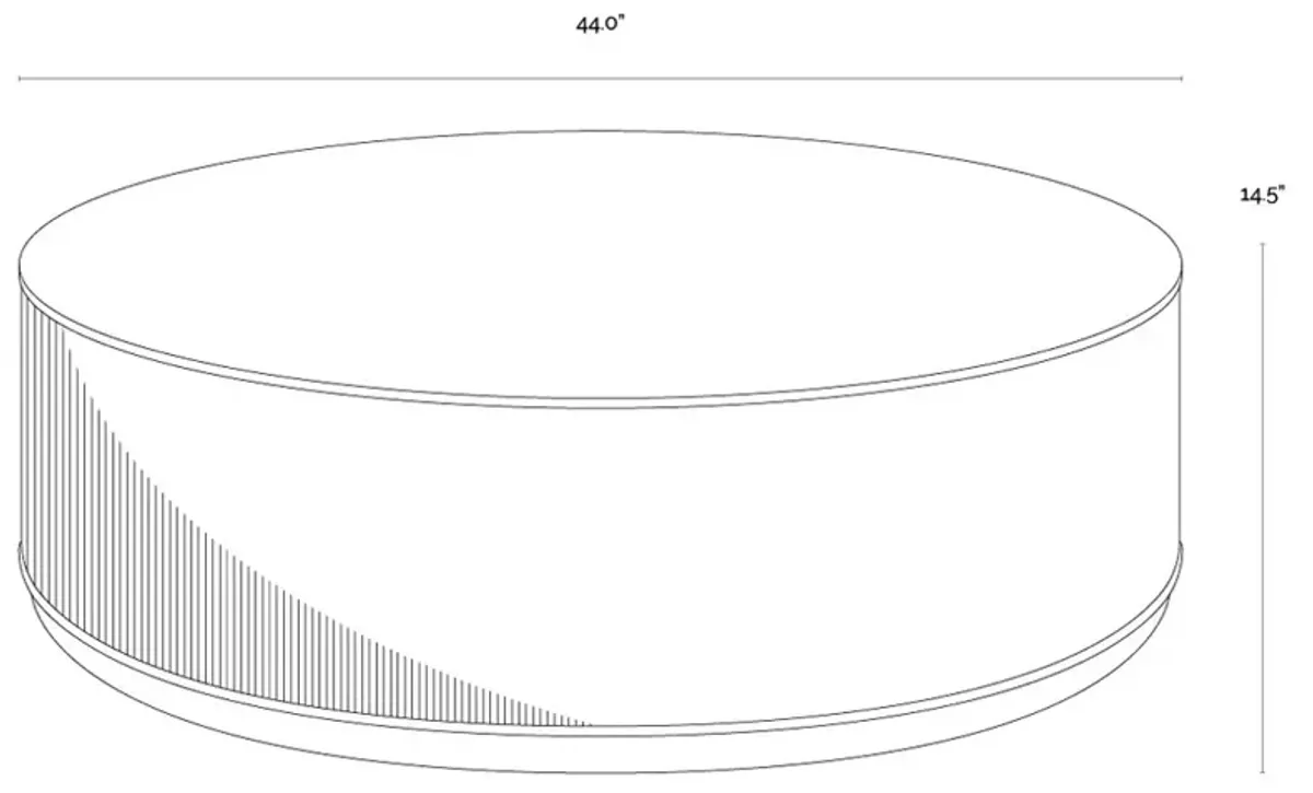 Palmerston Modern Black Oak Brushed Gold Steel Round Drum Coffee Table