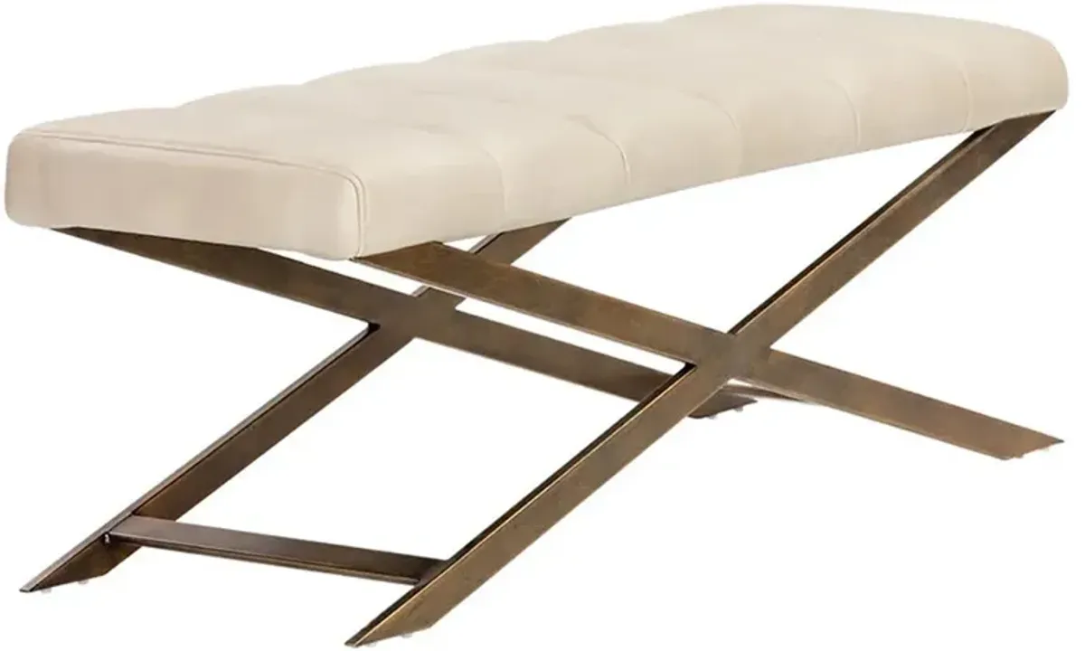 Hanalyn Modern Classic Cream Faux Leather Tufted Bedroom Bench