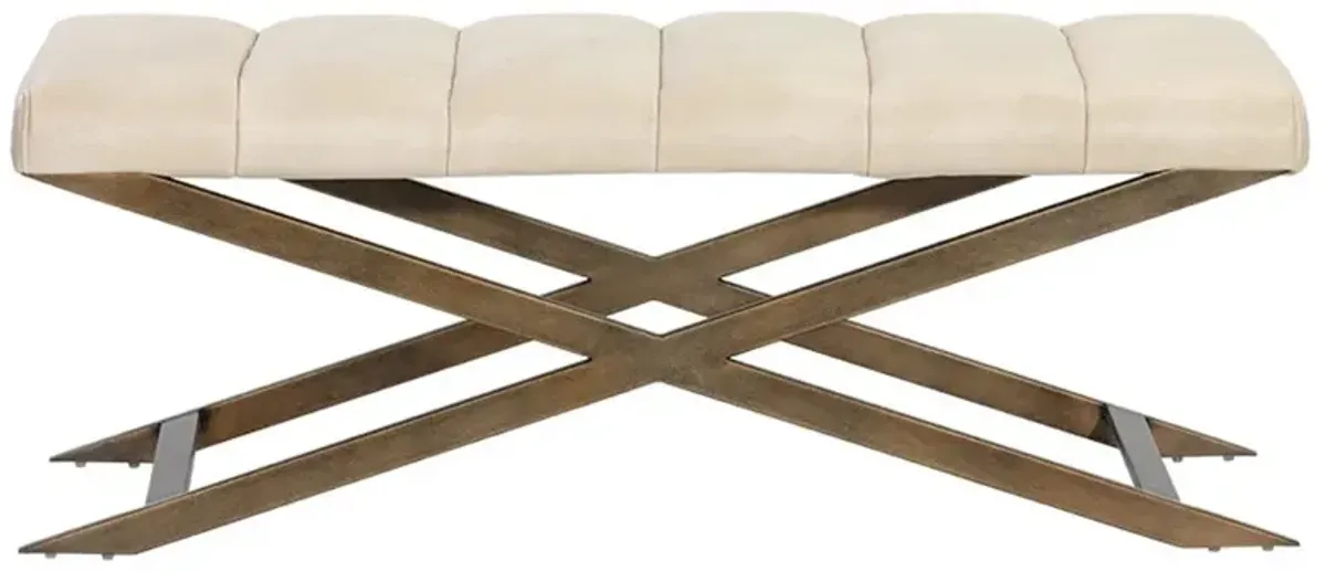 Hanalyn Modern Classic Cream Faux Leather Tufted Bedroom Bench