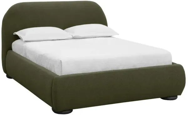 Carra Modern Classic Green Textured Bed - Queen