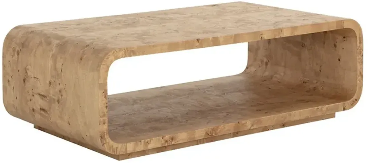 Alder Modern Classic Natural Burl Rectangular Coffee Table