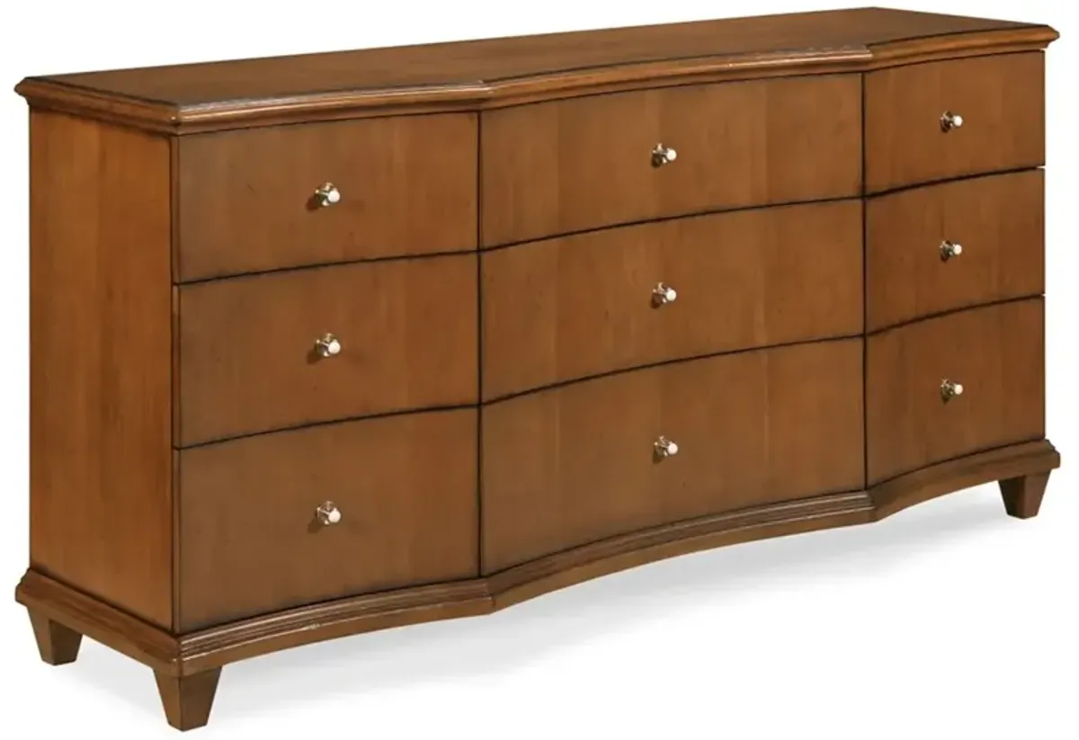Alma Updated Traditional Brown Wood Double Dresser