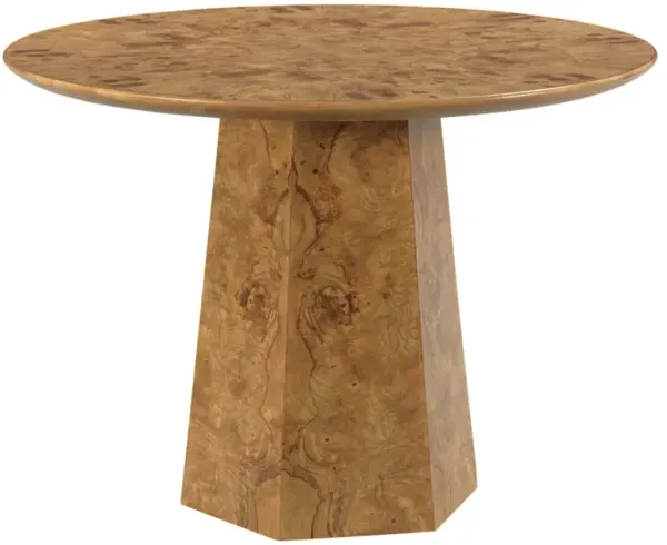 Beckner Modern Classic Brown Burl Round Dining Table - 42"