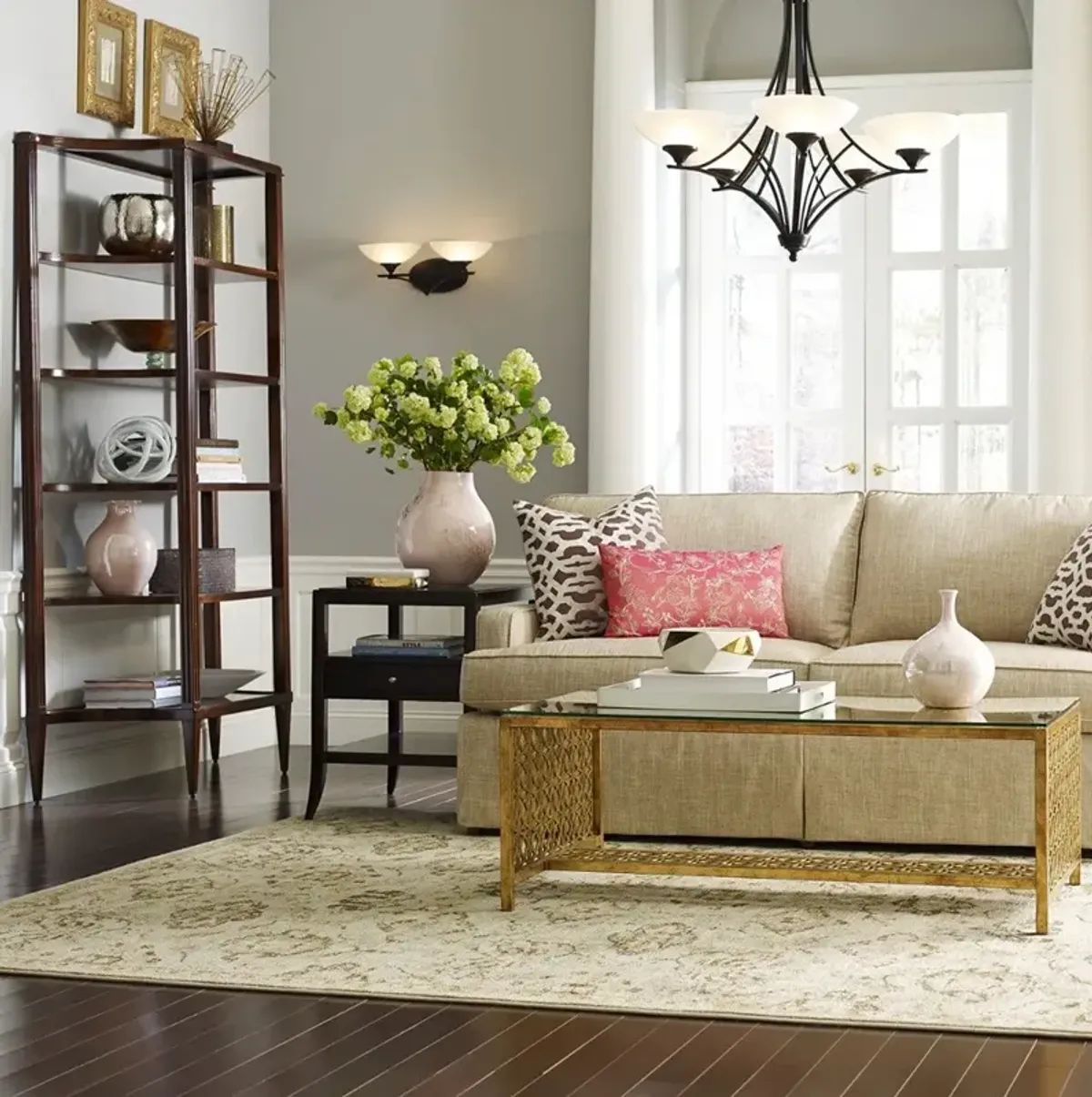 Francesca Updated Traditional Brown Wood Etagere