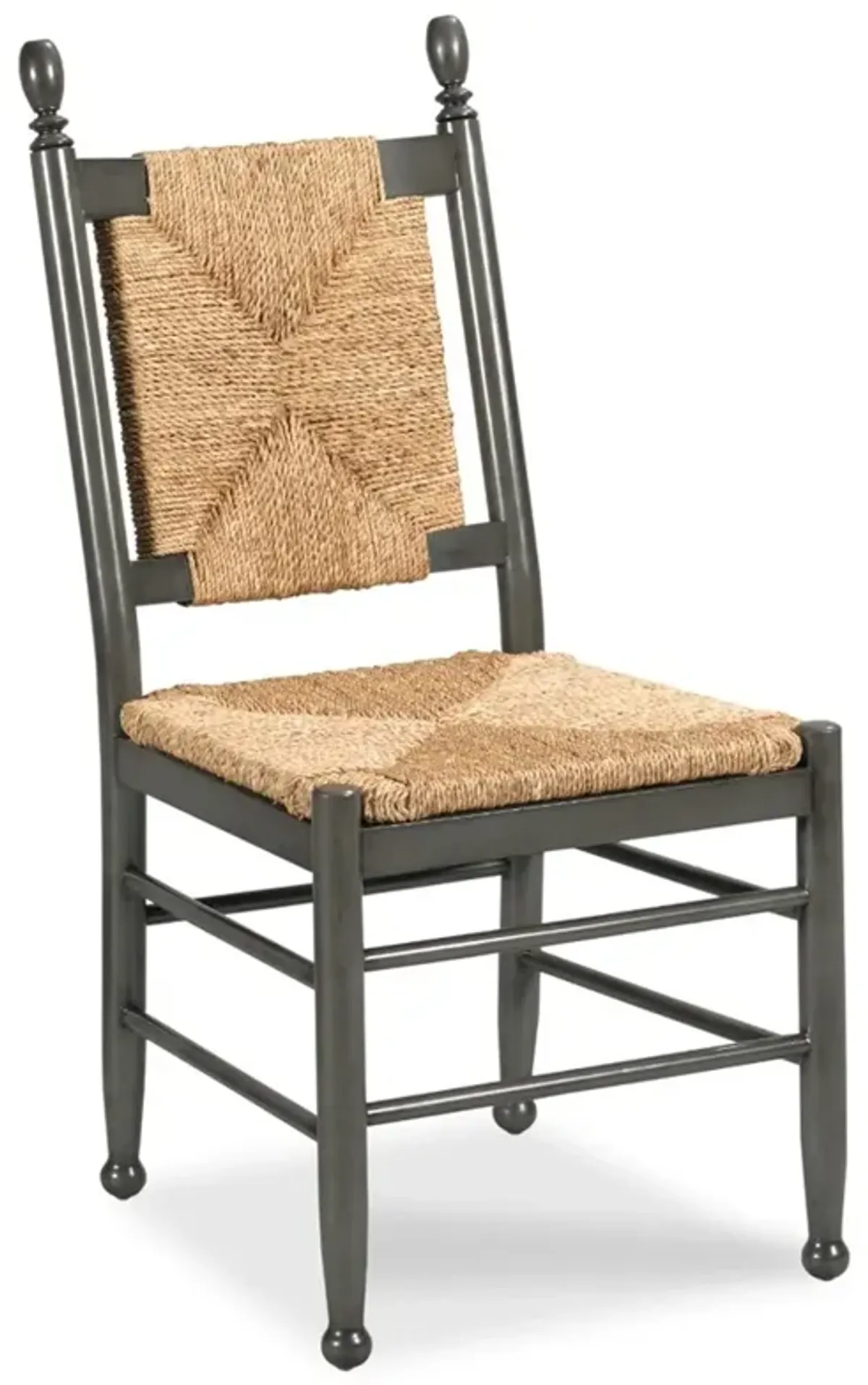 Plymouth Updated Traditional Natural Woven Rush Black Wood Dining Chair
