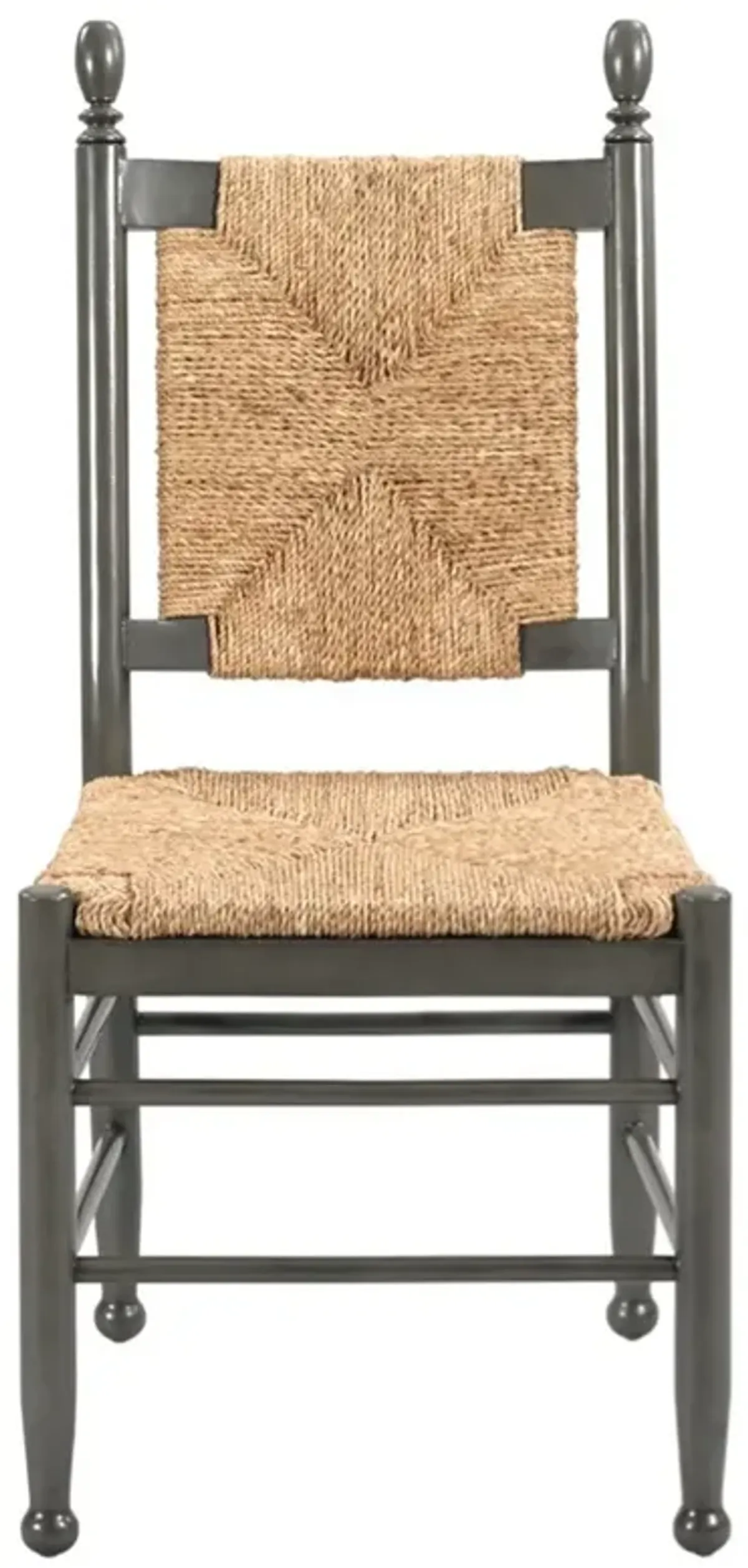 Plymouth Updated Traditional Natural Woven Rush Black Wood Dining Chair