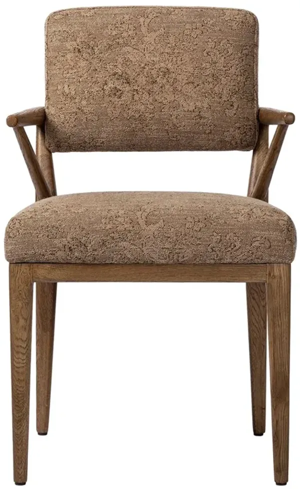 Rory Rustic Lodge Brown Printed Oak Dining Arm Chair