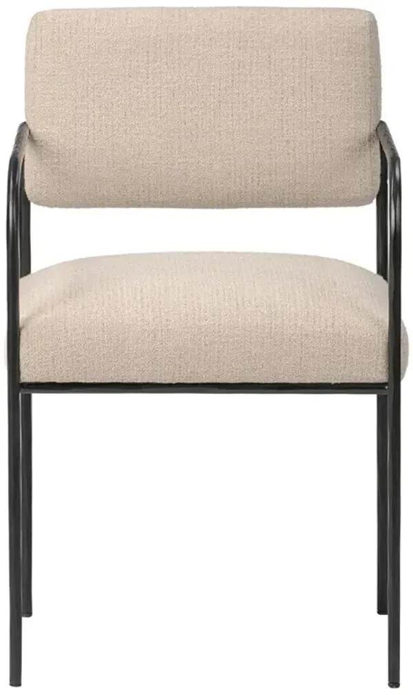 Faryn Modern Classic Cream Performance Iron Dining Arm Chair