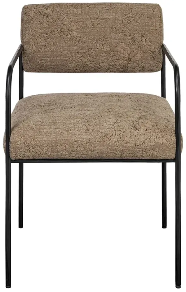 Faryn Modern Classic Brown Printed Iron Dining Arm Chair
