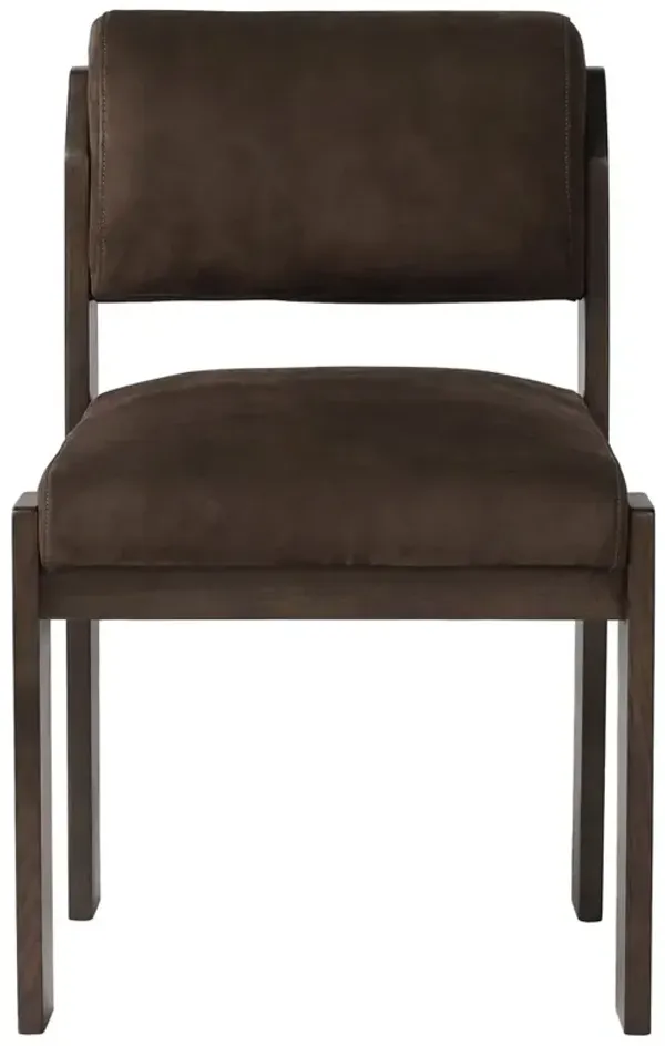 Helena Rustic Lodge Brown Leather Wood Dining Side Chair