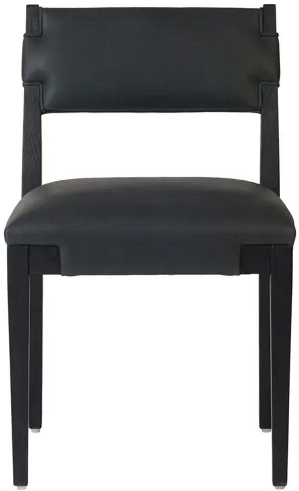 Zane Modern Classic Black Leather Wood Dining Chair