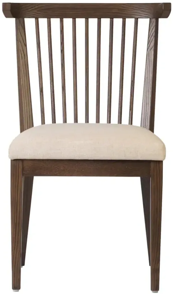 Tobin Updated Traditional Off White Upholstered Brown Wood Dining Chair