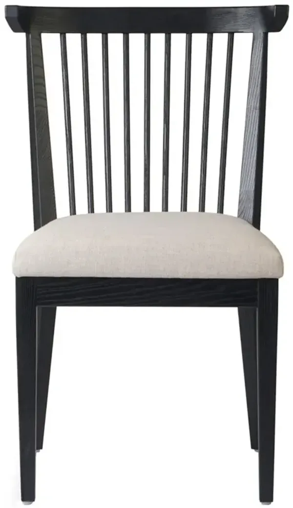 Tobin Updated Traditional Off White Upholstered Black Wood Dining Chair