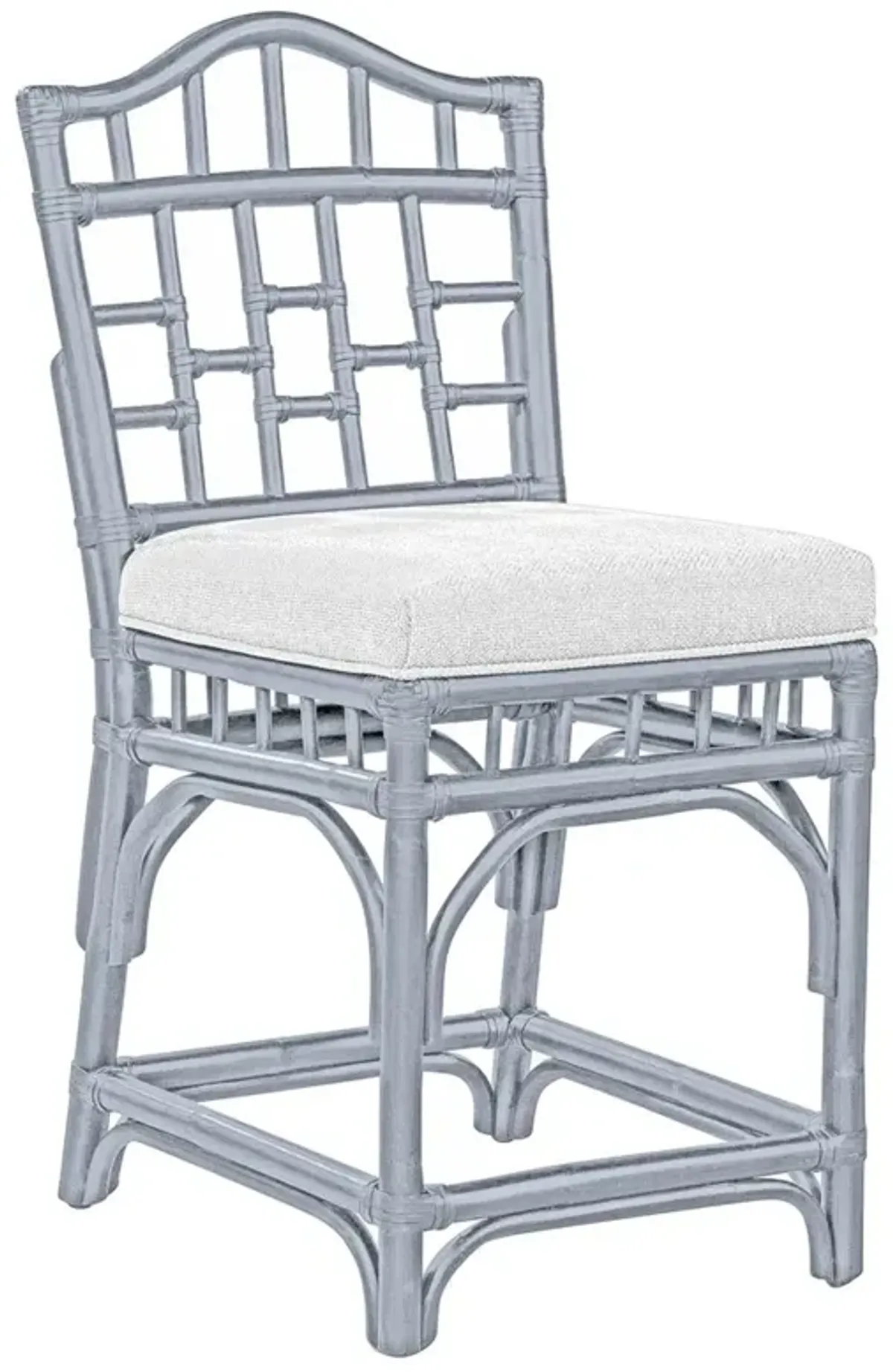 Judy Coastal Beach White Performance Blue Rattan Counter Stool