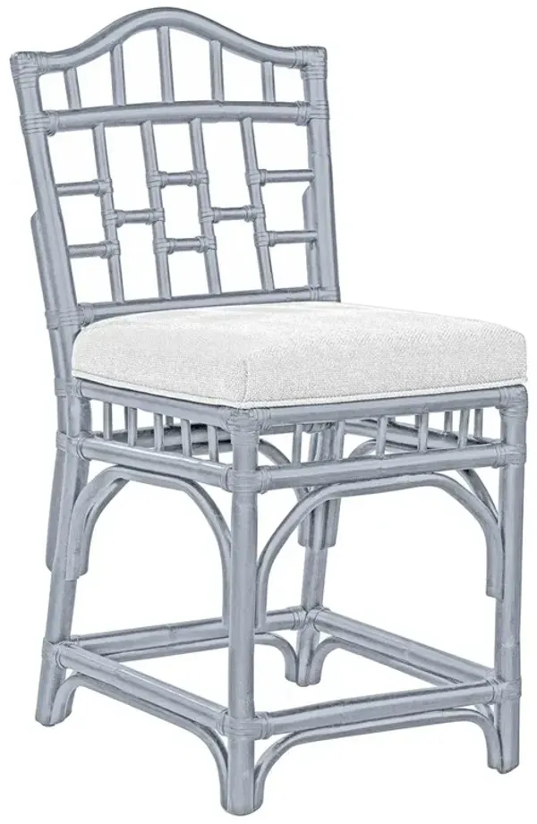 Judy Coastal Beach White Performance Blue Rattan Counter Stool