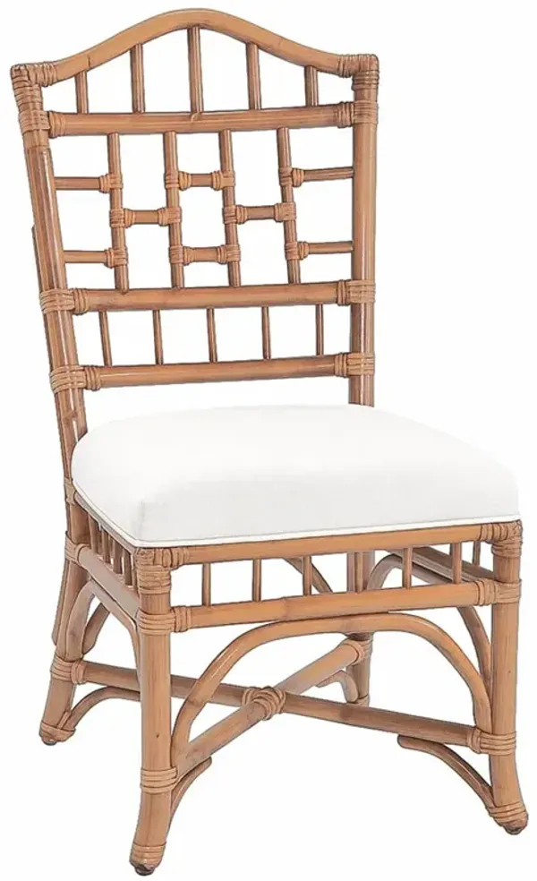 Judy Coastal Beach White Performance Brown Rattan Dining Chair