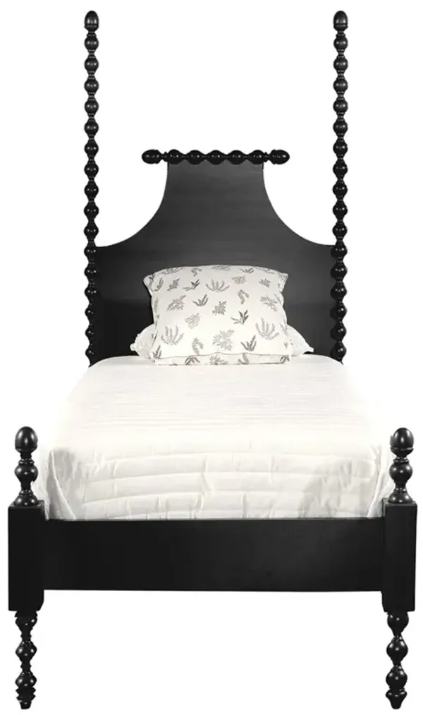 Elio Updated Traditional Black Wood Spindle Poster Bed - Twin