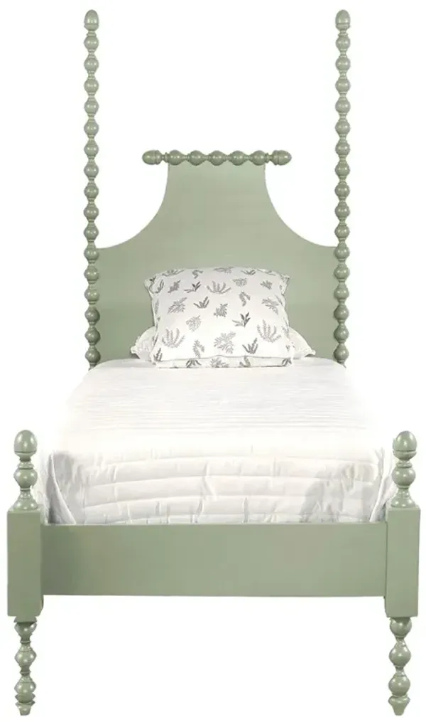 Elio Updated Traditional Green Wood Spindle Poster Bed - Twin