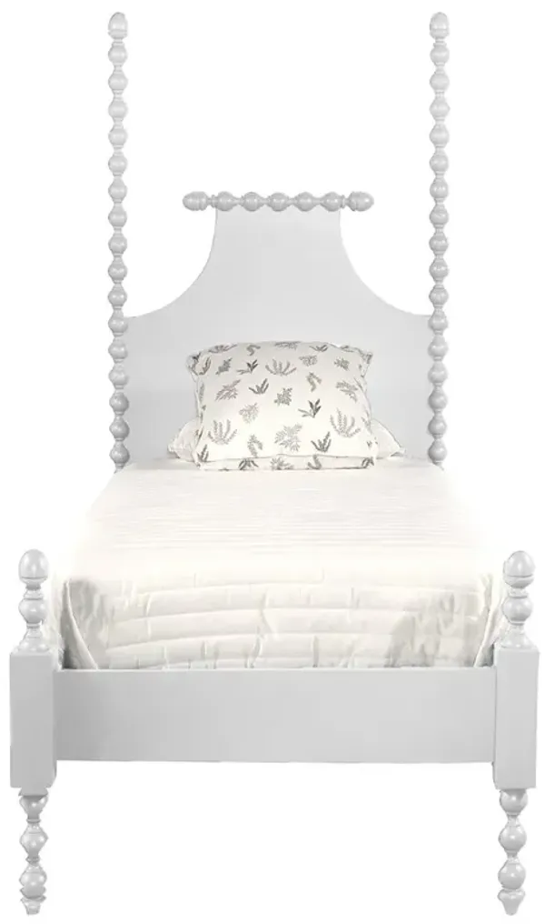 Elio Updated Traditional White Wood Spindle Poster Bed - Twin