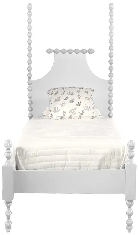 Elio Updated Traditional White Wood Spindle Poster Bed - Twin