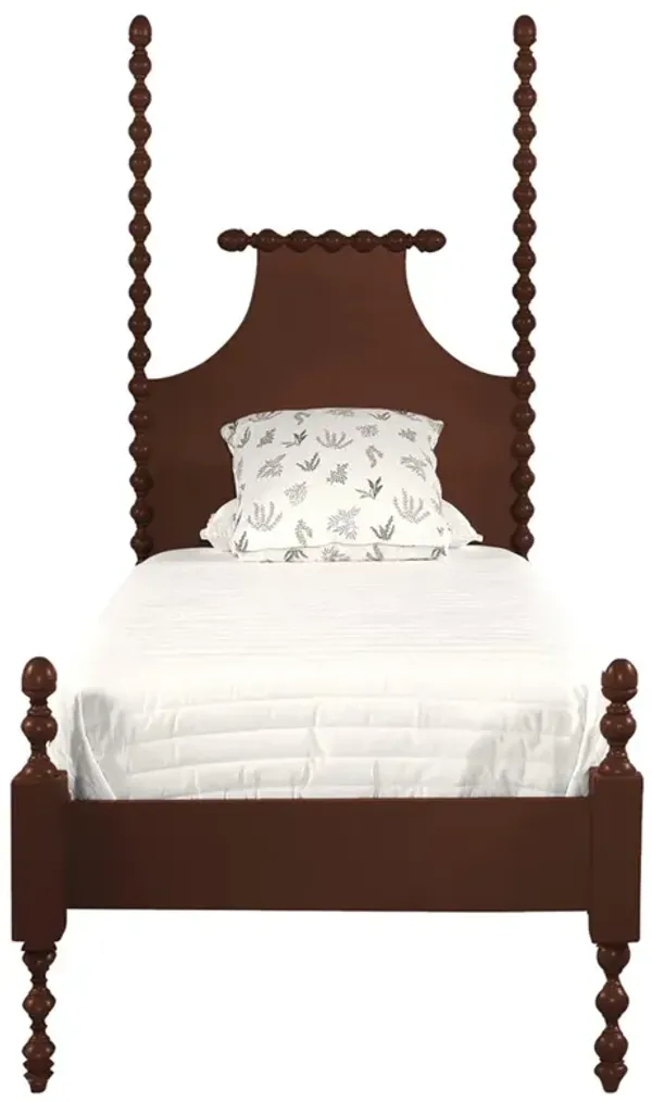 Elio Updated Traditional Brown Wood Spindle Poster Bed - Twin