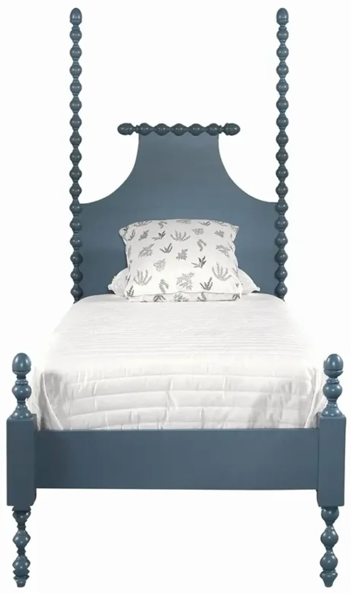 Elio Updated Traditional Dark Blue Wood Spindle Poster Bed - Twin