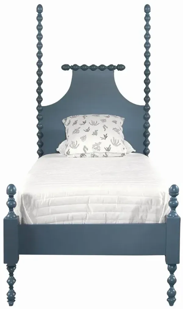 Elio Updated Traditional Dark Blue Wood Spindle Poster Bed - Twin