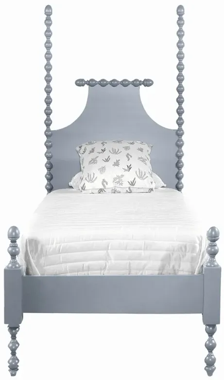 Elio Updated Traditional Blue Wood Spindle Poster Bed - Twin