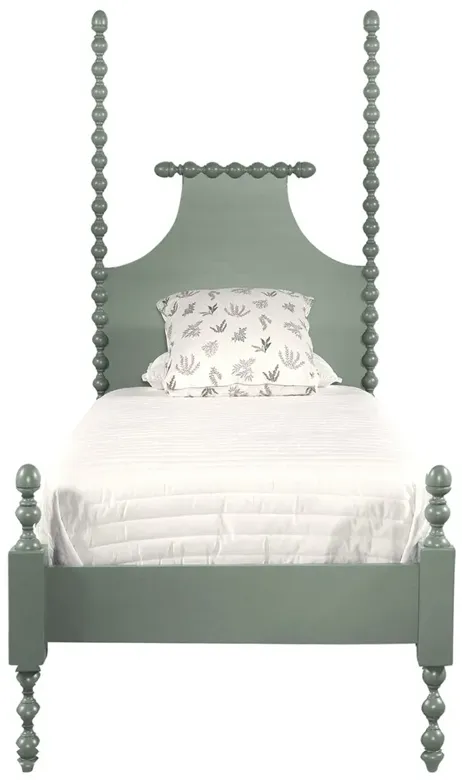 Elio Updated Traditional Dark Green Wood Spindle Poster Bed - Twin