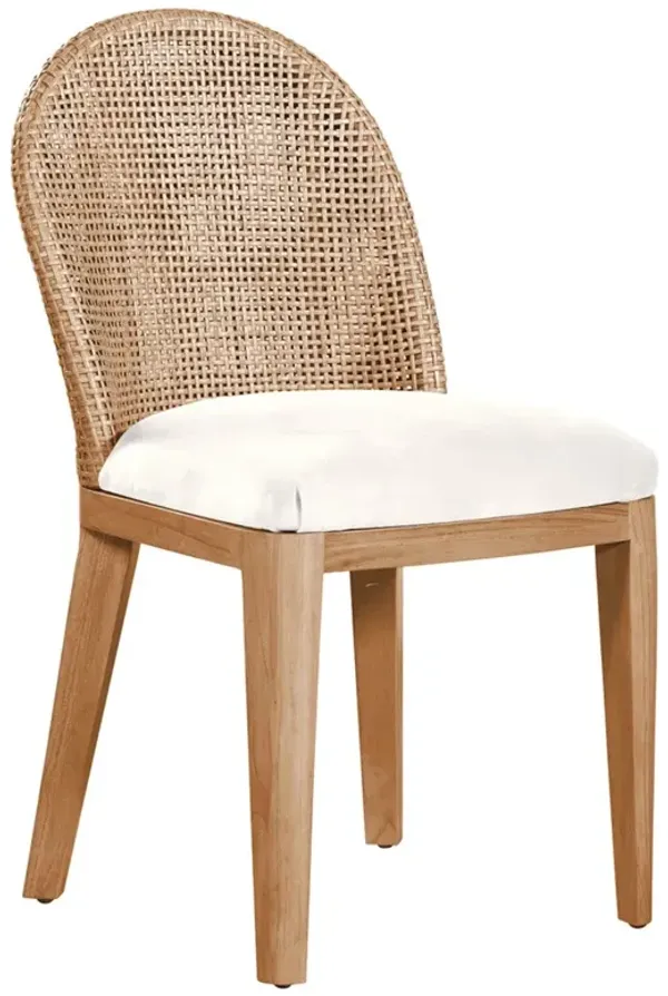 Riona Coastal Beach White Performance Brown Woven Rattan Dining Chair