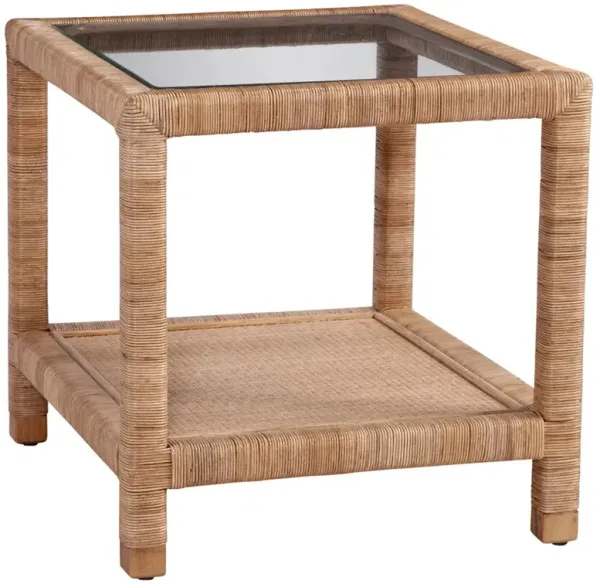 Mako Coastal Beach Brown Woven Rattan Square End Table