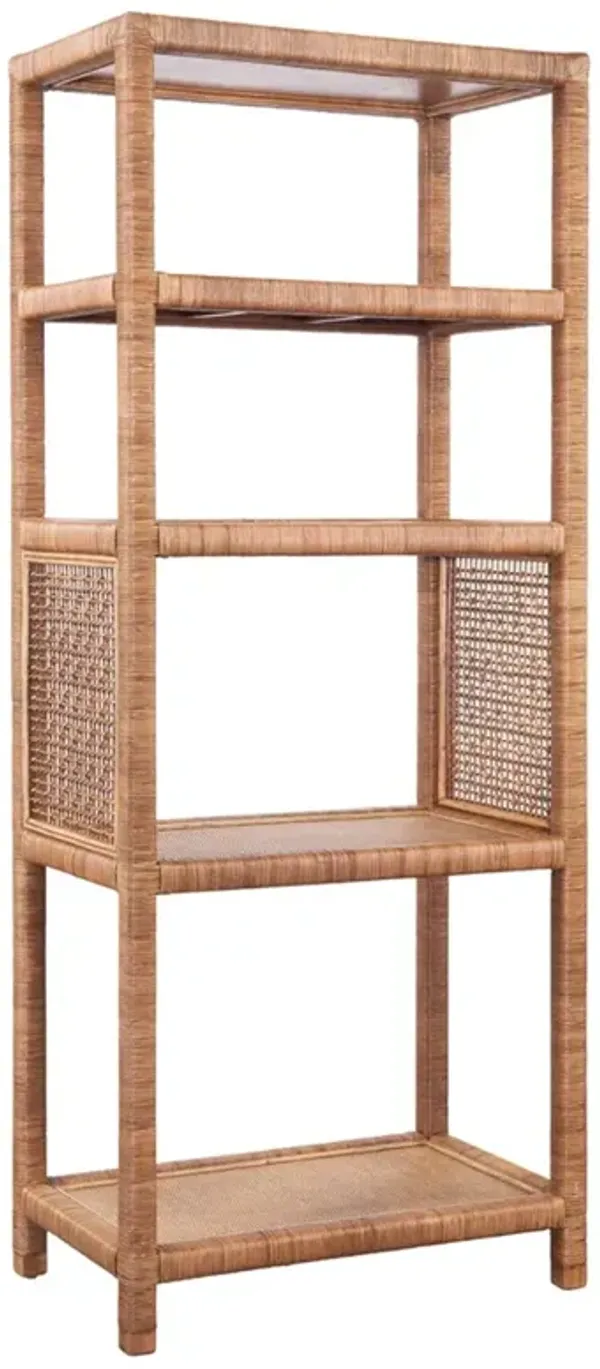 Mako Coastal Beach Brown Woven Rattan Etagere