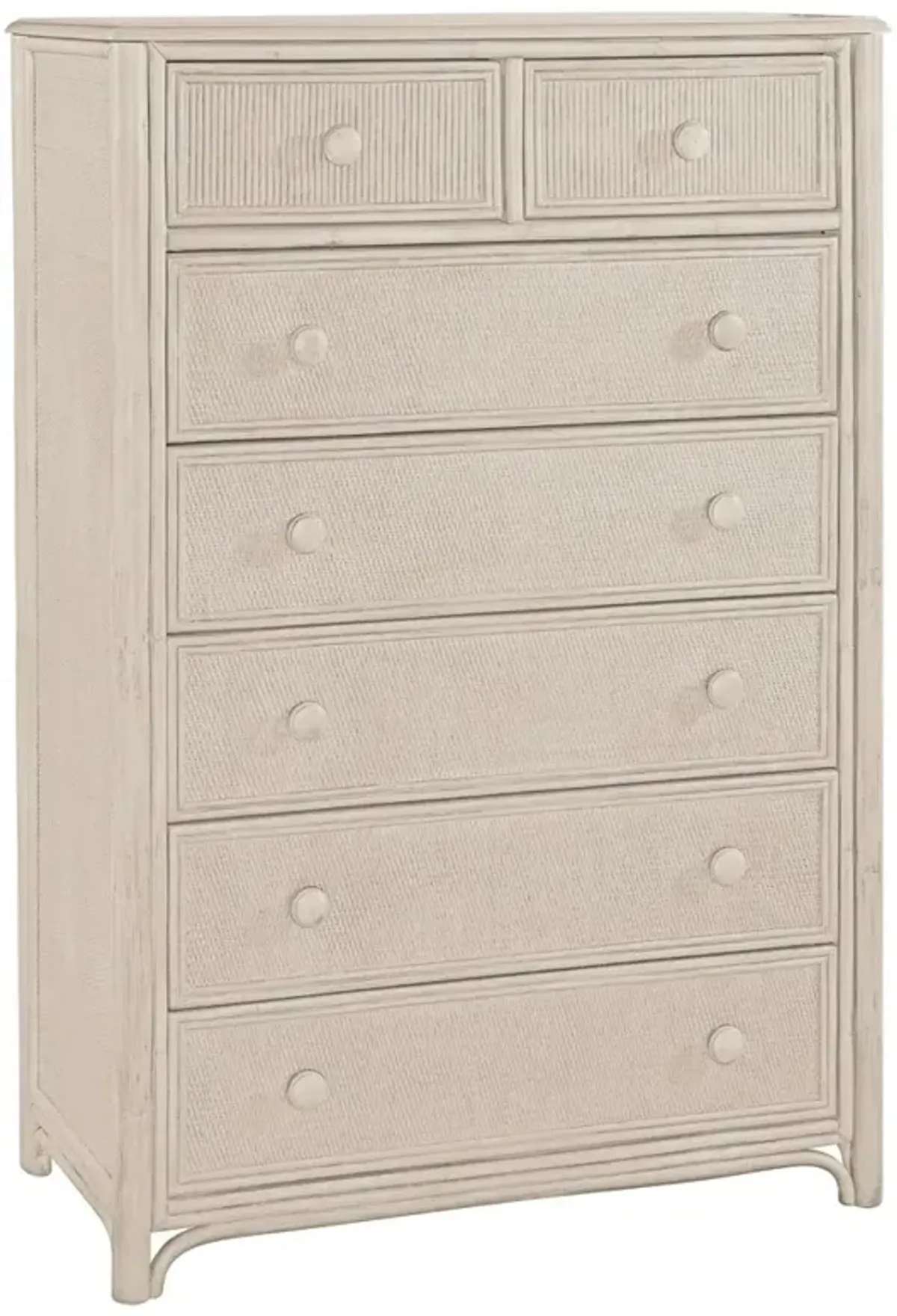 Elliana Coastal Beach Cream Woven Rattan Tall Chest