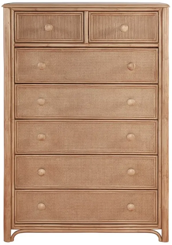 Elliana Coastal Beach Brown Woven Rattan Tall Chest