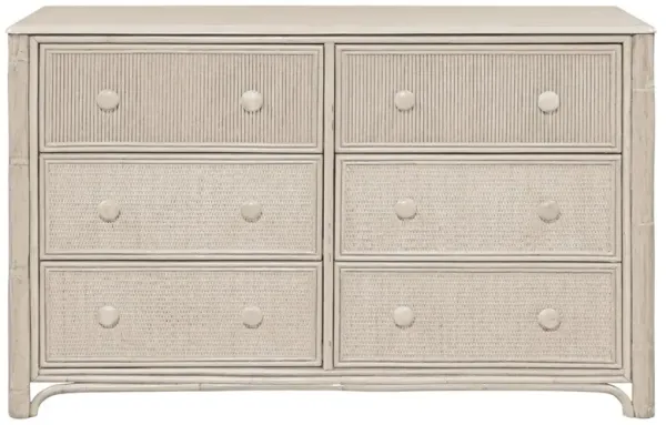 Elliana Coastal Beach Cream Woven Rattan Double Dresser