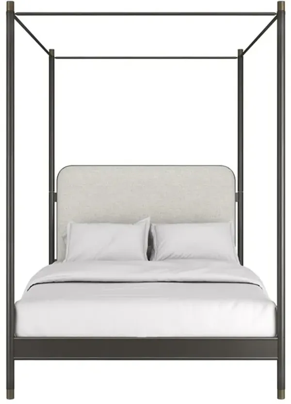 Cameron Modern Classic Off White Performance Metal Canopy Bed - Queen