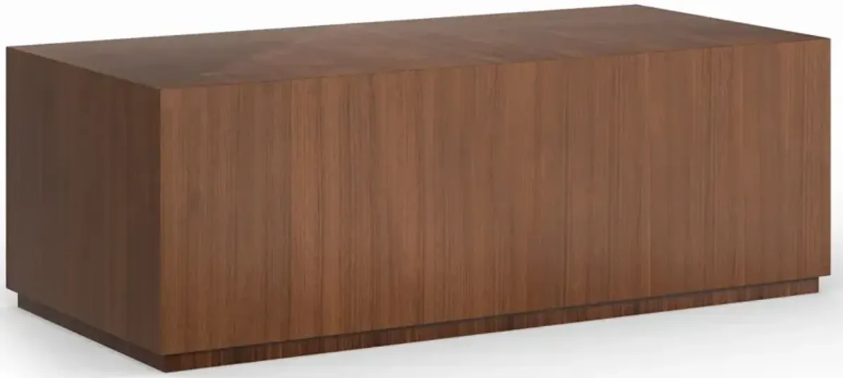 Bryson Modern Classic Brown Wood Block Rectangular Coffee Table
