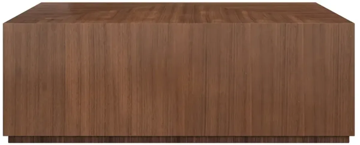Bryson Modern Classic Brown Wood Block Rectangular Coffee Table