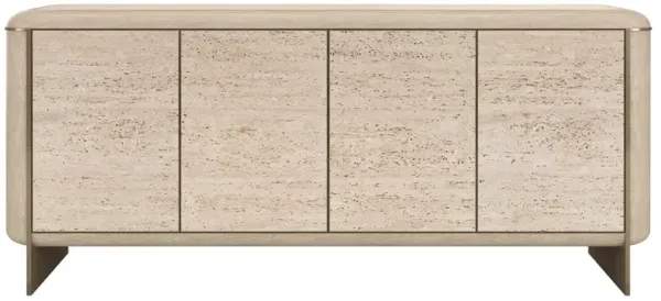 Milan Modern Classic Brown Oak Travertine Sideboard