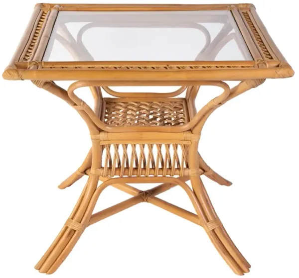 Cayden Coastal Beach Glass Natural Rattan Square Dining Table - 34"