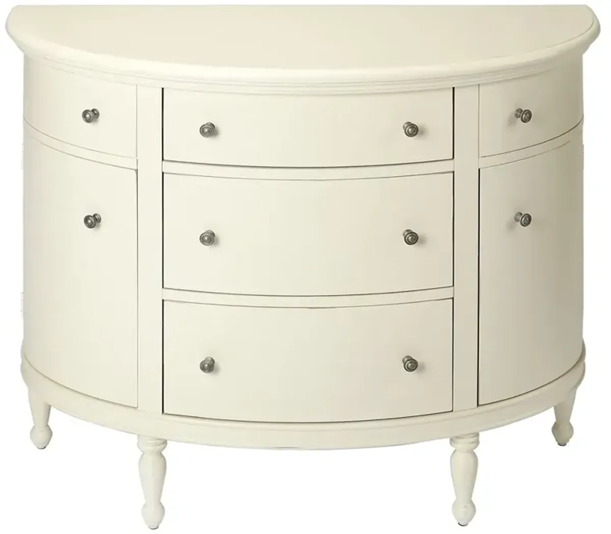 Aya Updated Traditional White Mahogany Wood Demilune Console Table