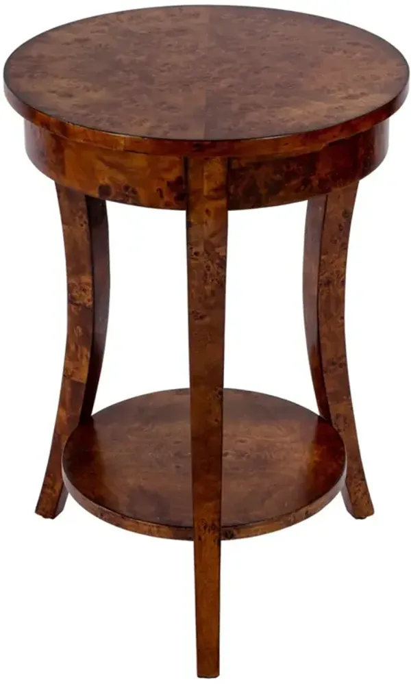Rhett Modern Classic Brown Burl Round Side Table