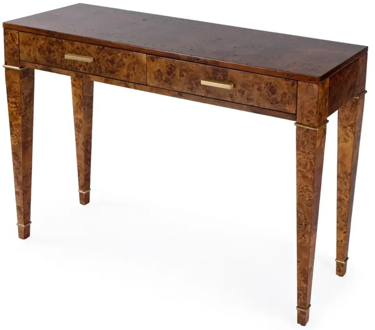 Renz Modern Classic Brown Burl Console Table