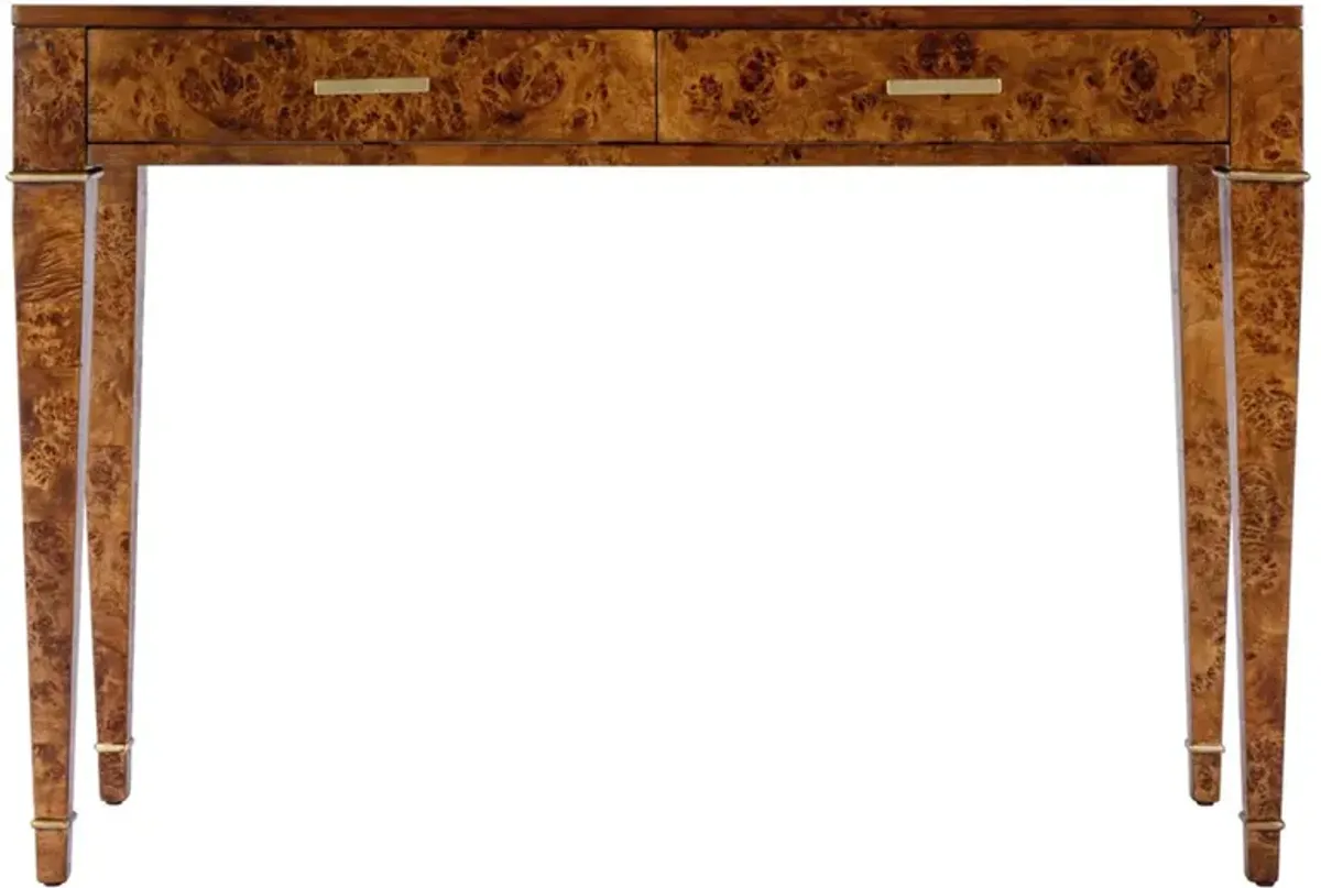 Renz Modern Classic Brown Burl Console Table