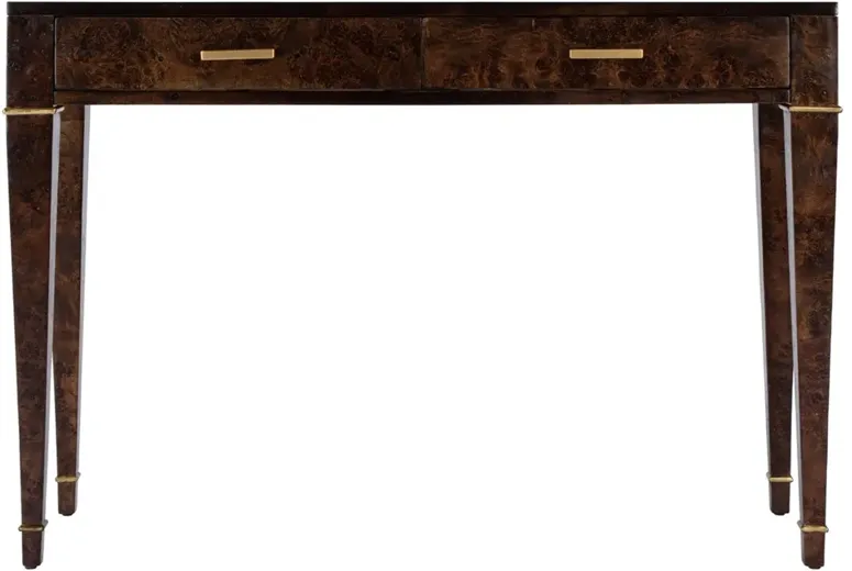 Renz Modern Classic Dark Brown Burl Console Table