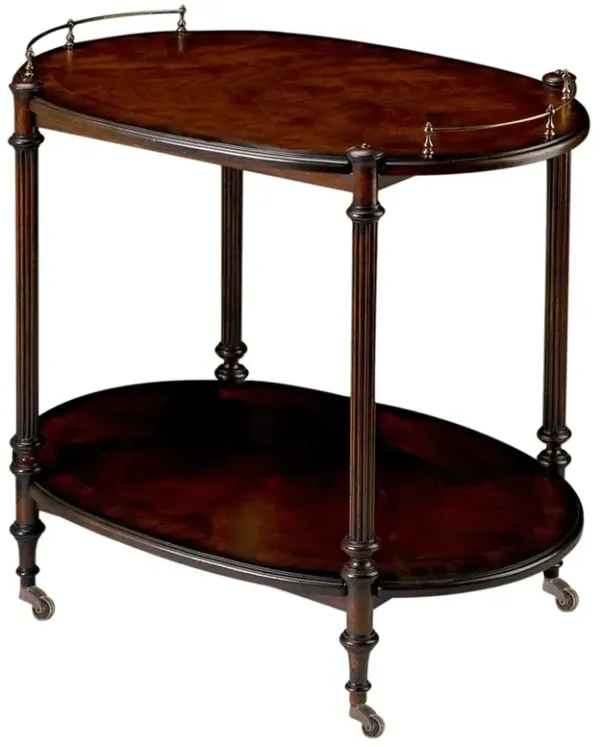 Quincy Updated Traditional Dark Brown Wood Bar Cart