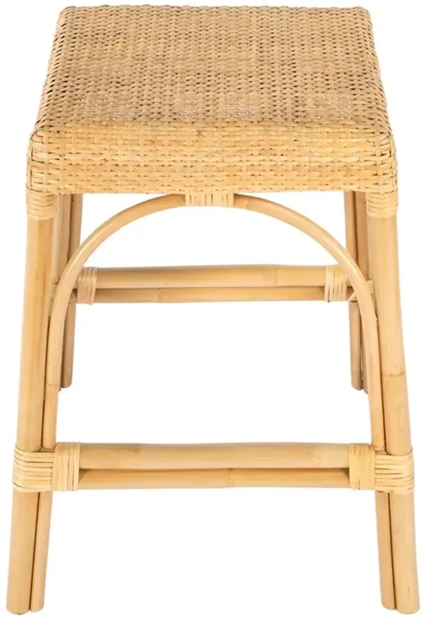 Frances Coastal Beach Natural Woven Rattan Counter Stool